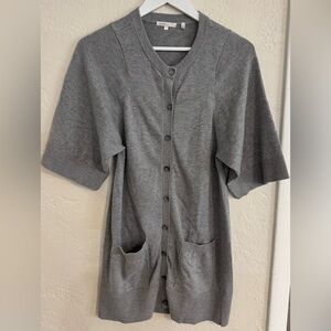 Vince Cashmere Cotton Longline Cardigan Short Sleeve Office Work Career Capsule